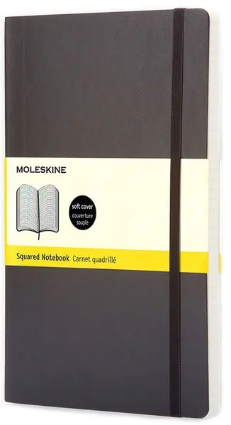 Agenda cu coperți broșate Moleskine Classic Squared - Neagra, pagini cu patratele