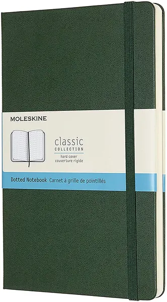 Agenda cu coperti tari Moleskine Classic Dotted - Verde, file cu puncte
