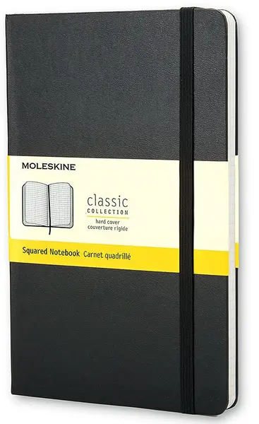 Agenda cu coperti tari Moleskine Classic – Neagra, file cu patratele