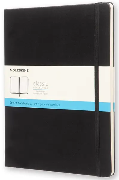 Agenda cu coperti tari Moleskine Classic Notebook XL – Neagra, file cu puncte