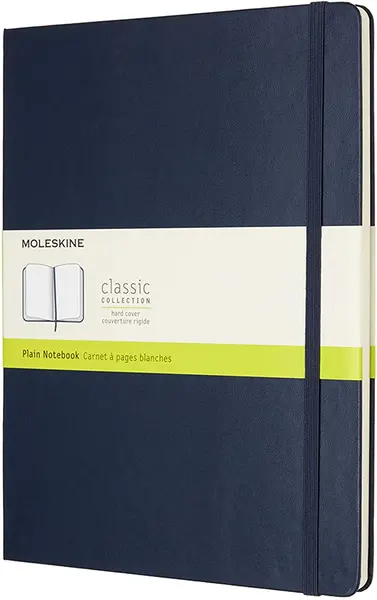 Agenda cu coperti tari Moleskine Classic Plain XL - Albastra, file albe