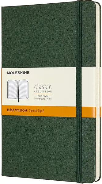 Agenda cu coperti tari Moleskine Classic Ruled - Verde, file liniate