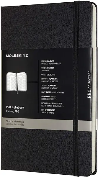 Agenda cu coperti tari Moleskine Pro Collection - Neagra