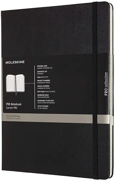 Agenda cu coperti tari Moleskine Pro Collection X-Large - Neagra