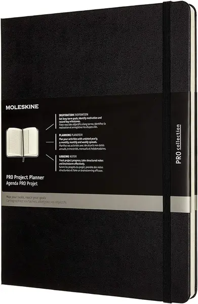 Agenda cu coperți țări Moleskine Pro Collection XL - Project Planner, negru