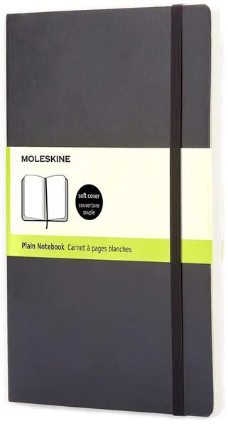 Agenda de buzunar cu coperți broșate Moleskine Classic Plain - Negru, file albe