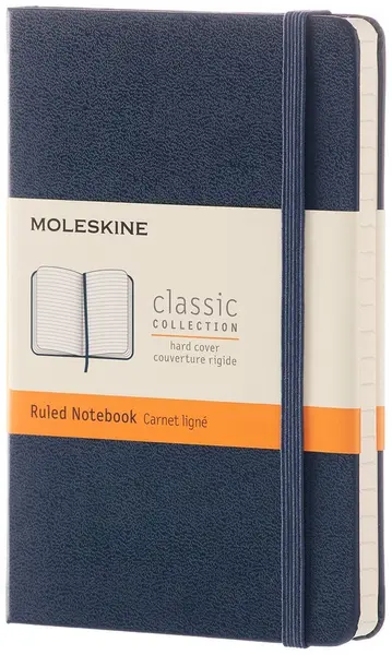 Agenda de buzunar cu coperti tari Moleskine Classic – Albastra, file liniate