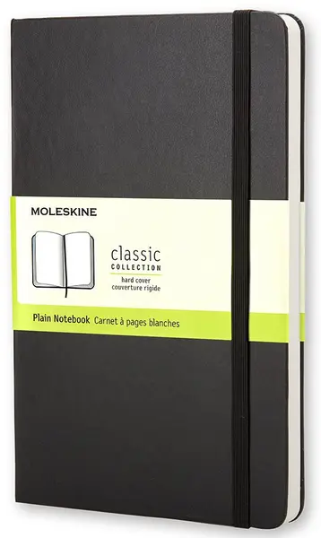 Agenda de buzunar cu coperti tari Moleskine Classic – Neagra, file albe