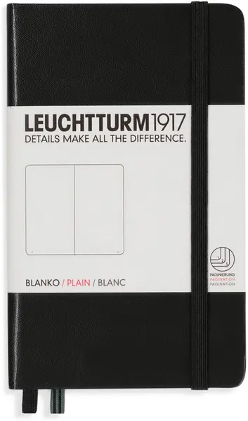 Agenda de buzunar Leuchtturm1917 - A6, pagini albe, Black