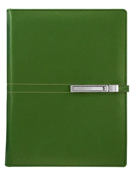 Agenda din piele Alicante Superior A5 - Verde inchis, cu inele si incuietoare