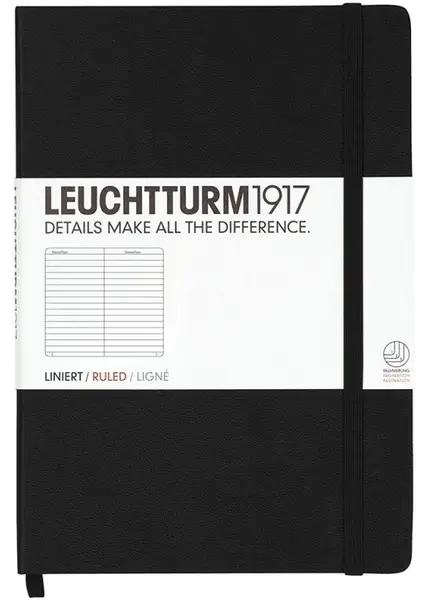 Agenda Leuchtturm1917 Medium - A5, Neagra, pagini liniate