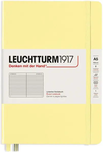 Agenda Leuchtturm1917 - Medium A5, randuri late, Vanilla