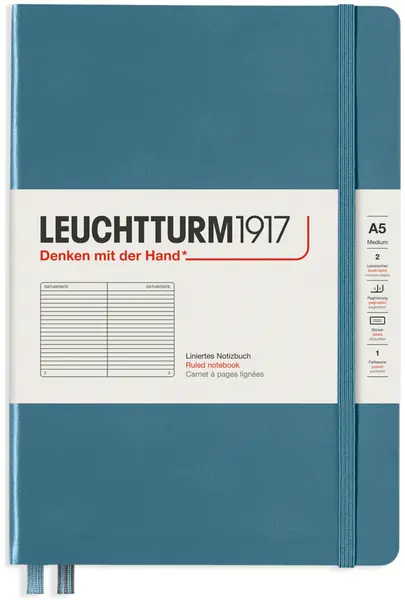 Agenda Leuchtturm1917 Rising Colors - A5, pagini liniate, Ston Blue
