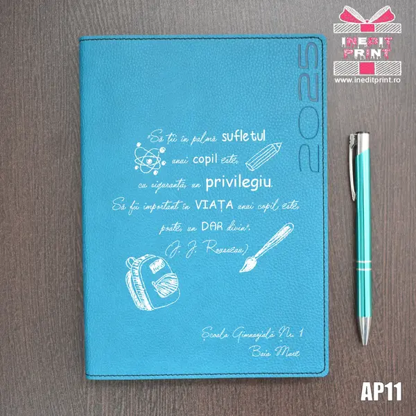 Agenda personalizata 2025 Citat educatie AP11 DELUXE PREMIUM, TURCOAZ LORETO