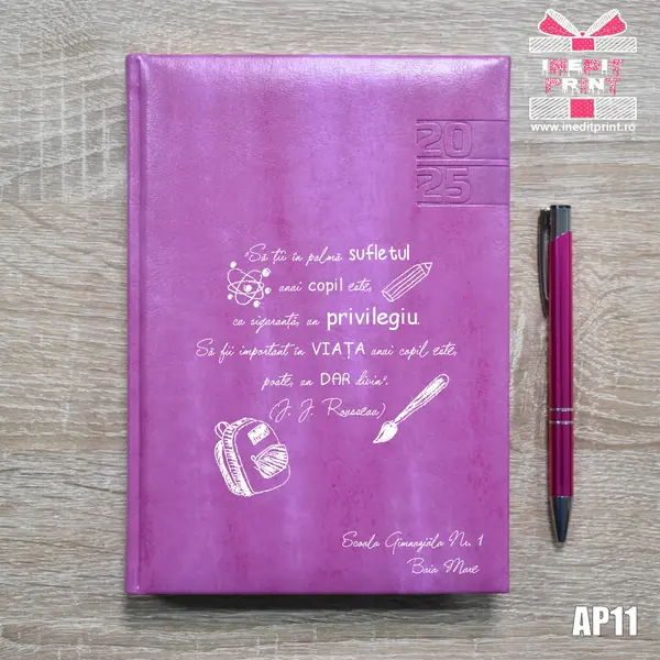 Agenda personalizata 2025 Citat educatie AP11 PURPURIU NARNI, DELUXE PREMIUM