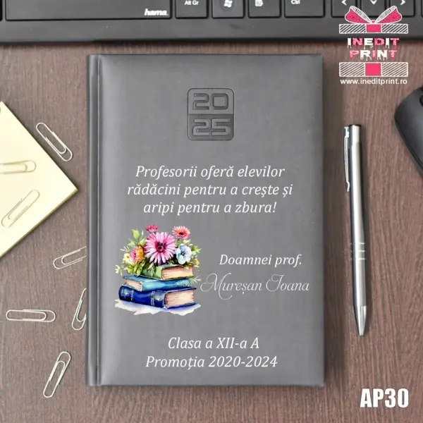 Agenda personalizata 2025 Doamna Profesoara AP30 GRI INCHIS, STANDARD HT2
