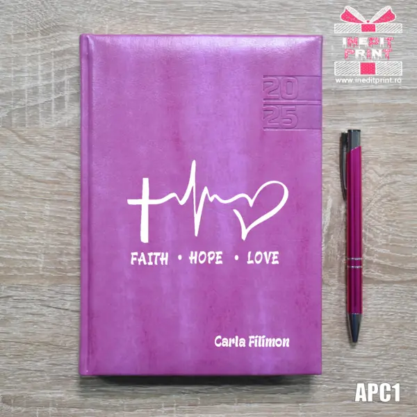 Agenda personalizata 2025 Faith Hope Love APC1 DELUXE PREMIUM, PURPURIU NARNI