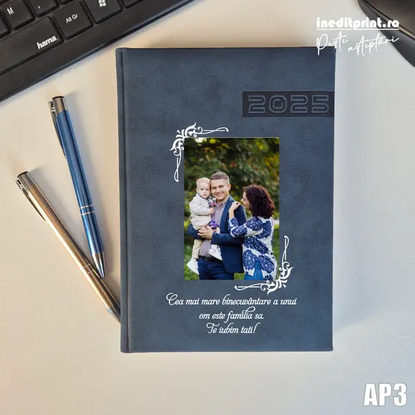 Agenda personalizata 2025 Foto + Text AP3 ALBASTRU TEANO, DELUXE PREMIUM