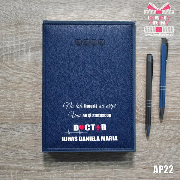 Agenda personalizata 2025 Ingeri cu stetoscop AP22 ALBASTRU-ALGHERO, DELUXE PREMIUM