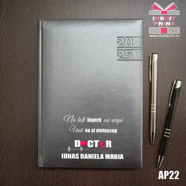 Agenda personalizata 2025 Ingeri cu stetoscop AP22 GRI NARNI, DELUXE PREMIUM