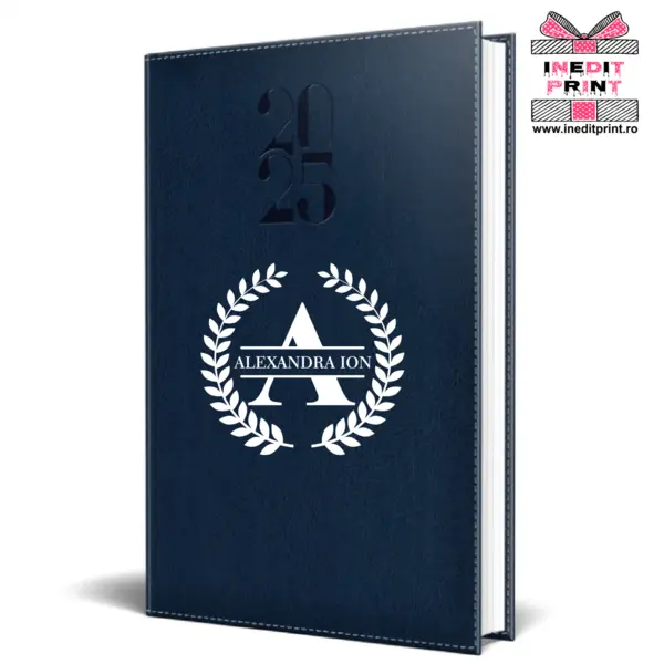 Agenda personalizata 2025 Initiala + Nume AP4 ALBASTRU, DELUXE H