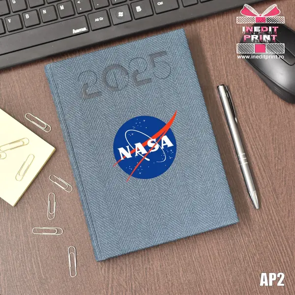 Agenda personalizata 2025 Logo + Nume AP2 ALBASTRU BARD, DELUXE PREMIUM