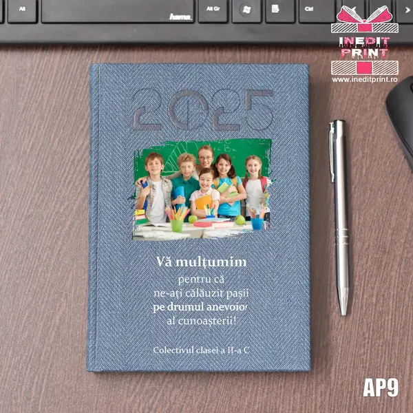 Agenda personalizata 2025 Multumiri AP9 ALBASTRU BARD, DELUXE PREMIUM