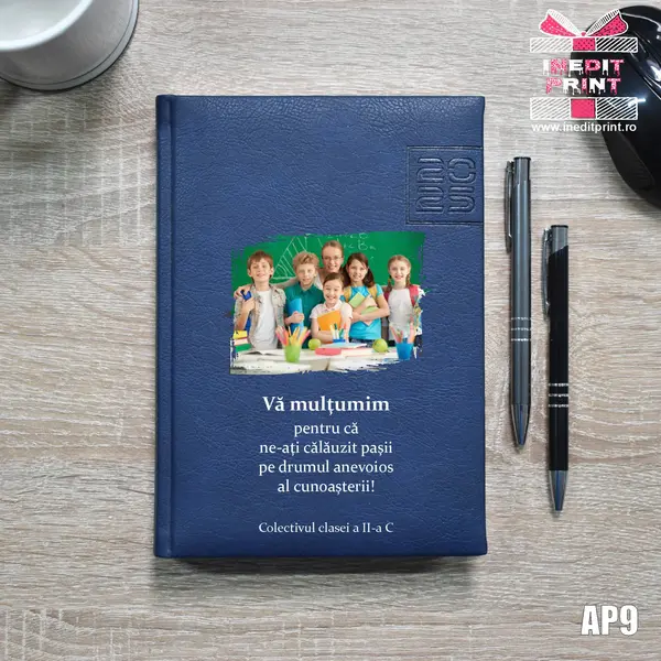 Agenda personalizata 2025 Multumiri AP9 ALBASTRU CHIAVENNA, DELUXE PREMIUM