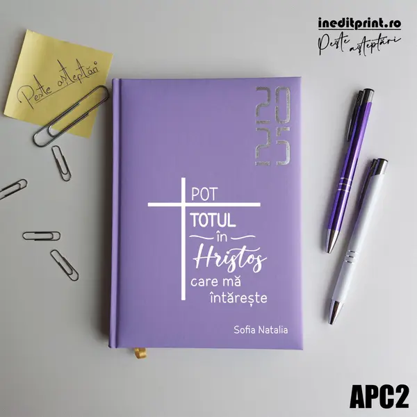 Agenda personalizata 2025 Pot totul in Hristos APC2 DATATA RT, LILA