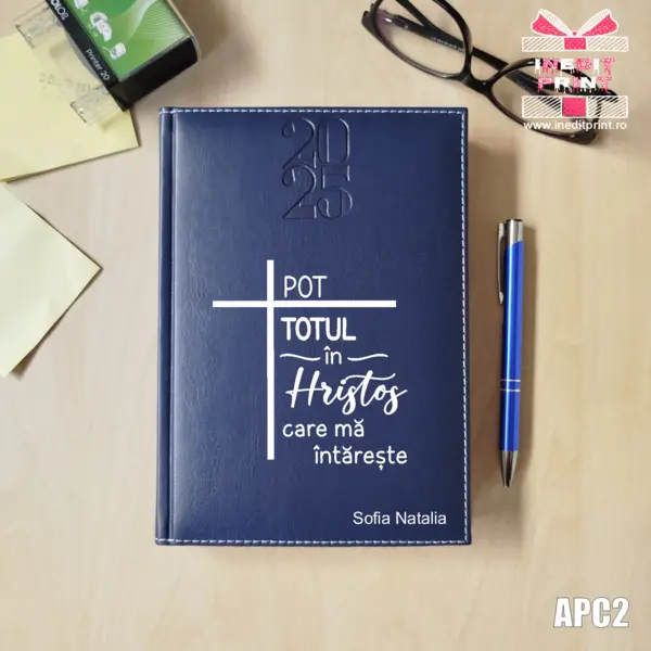 Agenda personalizata 2025 Pot totul in Hristos APC2 DELUXE H, ALBASTRU