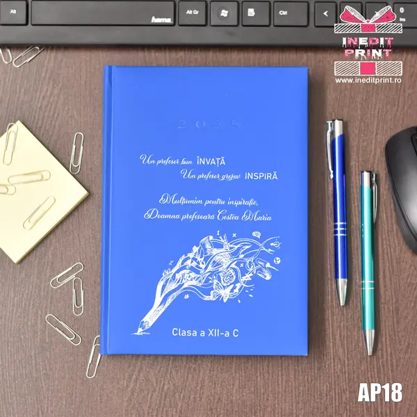 Agenda personalizata 2025 Profesor grozav AP18 ALBASTRU DESCHIS, STANDARD H1