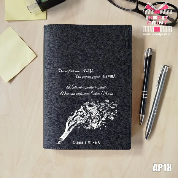 Agenda personalizata 2025 Profesor grozav AP18 NEGRU LORETO, DELUXE PREMIUM