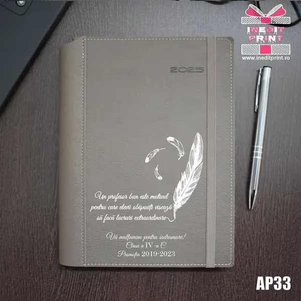 Agenda personalizata 2025 Profesori si elevi AP33 DELUXE PREMIUM, BEJ BORNEO