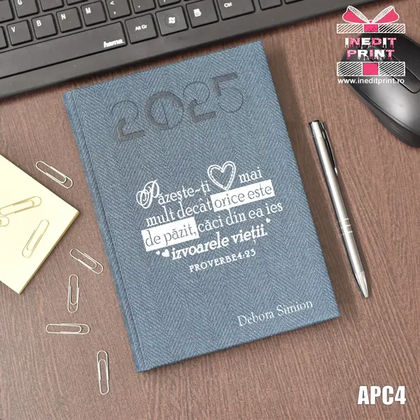Agenda personalizata 2025 Proverbe 4:23 APC4 DELUXE PREMIUM, ALBASTRU BARD