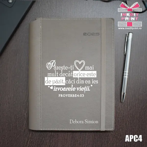 Agenda personalizata 2025 Proverbe 4:23 APC4 DELUXE PREMIUM, BEJ BORNEO