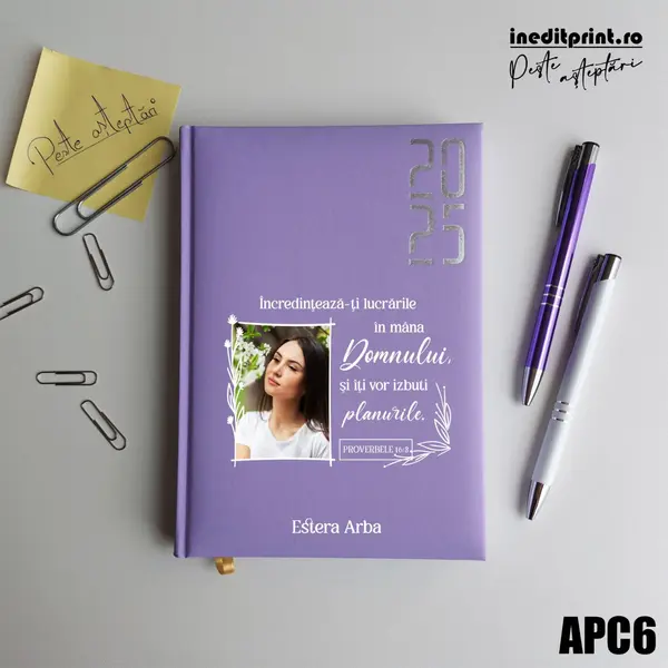 Agenda personalizata 2025 Proverbele 16:3 APC6 DATATA RT, LILA
