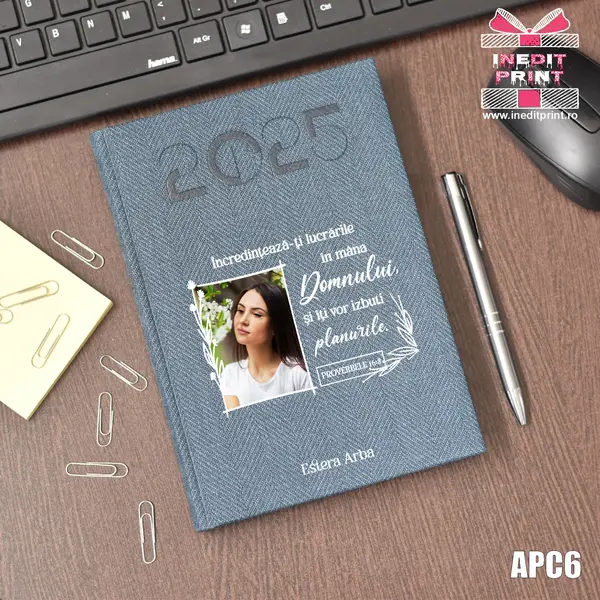 Agenda personalizata 2025 Proverbele 16:3 APC6 DELUXE PREMIUM, ALBASTRU BARD