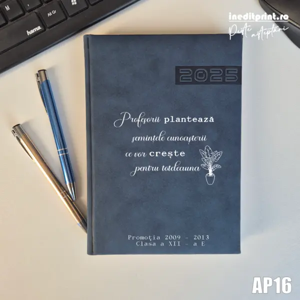 Agenda personalizata 2025 Semintele cunoasterii AP16 ALBASTRU TEANO, DELUXE PREMIUM
