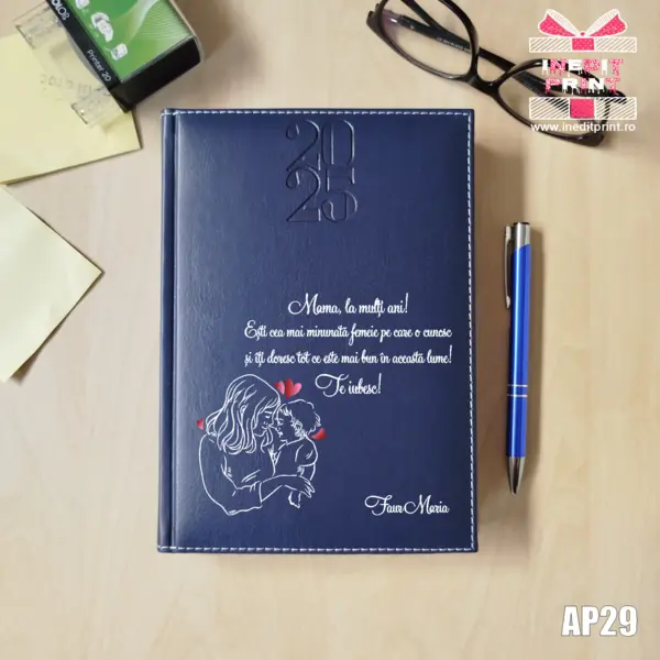 Agenda personalizata 2025 Te iubesc, mama AP29 ALBASTRU, DELUXE H
