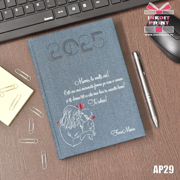 Agenda personalizata 2025 Te iubesc, mama AP29 DELUXE PREMIUM, ALBASTRU BARD