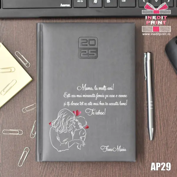 Agenda personalizata 2025 Te iubesc, mama AP29 GRI INCHIS, STANDARD HT2