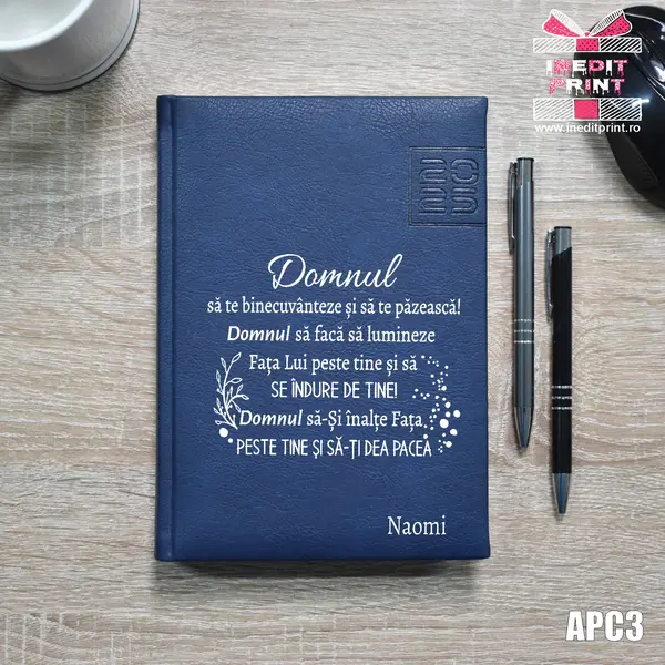 Agenda personalizata 2025 Verset Numeri 6:24-26 APC3 DELUXE PREMIUM, ALBASTRU CHIAVENNA