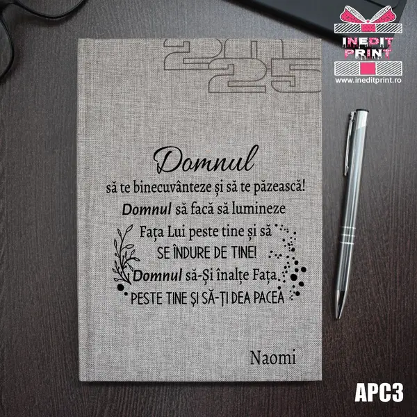 Agenda personalizata 2025 Verset Numeri 6:24-26 APC3 DELUXE PREMIUM, BEJ FIORANO