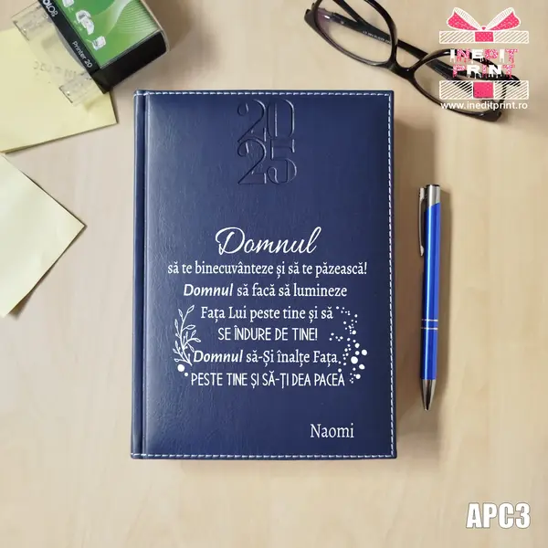 Agenda personalizata 2025 Verset Numeri 6:24-26 APC3 DELUXE H, ALBASTRU