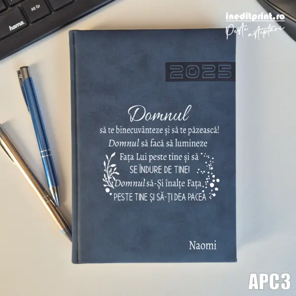 Agenda personalizata 2025 Verset Numeri 6:24-26 APC3 DELUXE PREMIUM, ALBASTRU TEANO