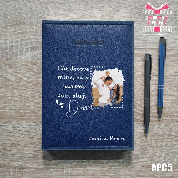 Agenda personalizata 2025 Vom sluji Domnului APC5 DELUXE PREMIUM, ALBASTRU-ALGHERO