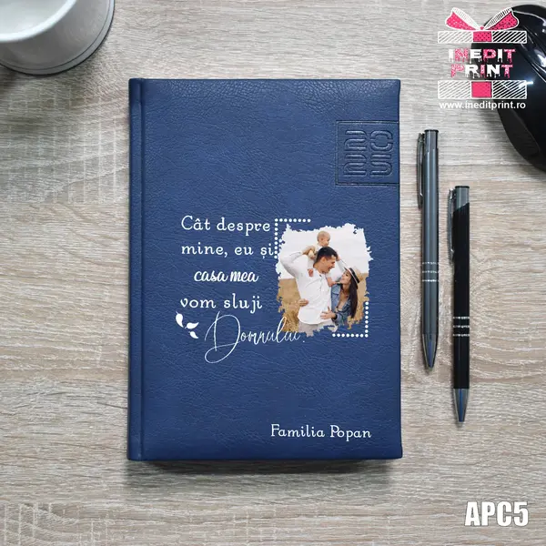 Agenda personalizata 2025 Vom sluji Domnului APC5 DELUXE PREMIUM, ALBASTRU CHIAVENNA