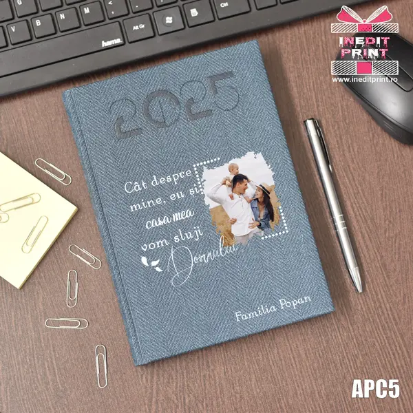 Agenda personalizata 2025 Vom sluji Domnului APC5 DELUXE PREMIUM, ALBASTRU BARD