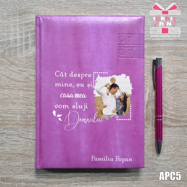 Agenda personalizata 2025 Vom sluji Domnului APC5 DELUXE PREMIUM, PURPURIU NARNI