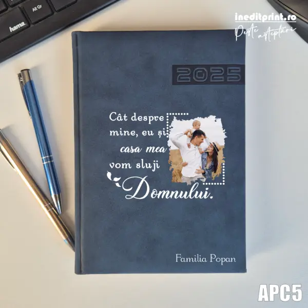 Agenda personalizata 2025 Vom sluji Domnului APC5 DELUXE PREMIUM, ALBASTRU TEANO